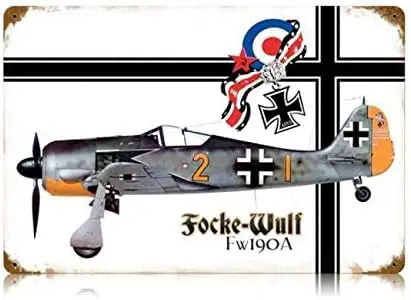 SIGNCHAT Вторая мировая война Focke Wulf Fw190 Военный самолет Металлический знак Человек Пещера Гараж Den Магазин Настенное искусство Украшение Металлическая табличка Плакат Met