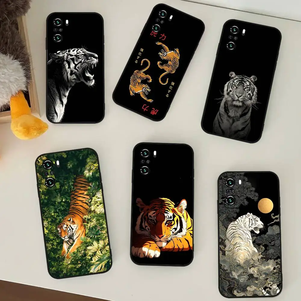 

Cool Tiger Phone Case For Xiaomi 11 12 Redmi Note 11 5G 8T 9A 9 10T Note 8 9 12SUltra Shockproof, Slim, Black