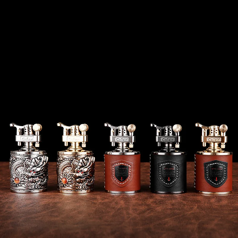 CHIEF Candlestick Fuel Lighter Windproof Retro Creative Grinding Wheel Lighter Men's Gift Table Decoration Cigar Accessories