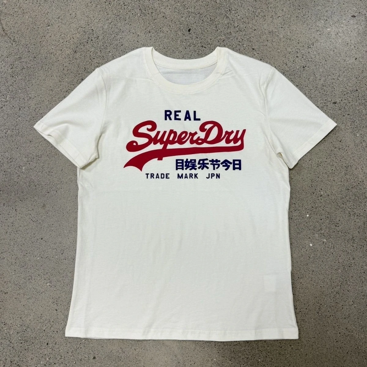 Superdry Real Vintage Logo T Shirt Off White Cotton Crew Neck Short Sleeve Tee Men Casual Streetwear Men Clothing