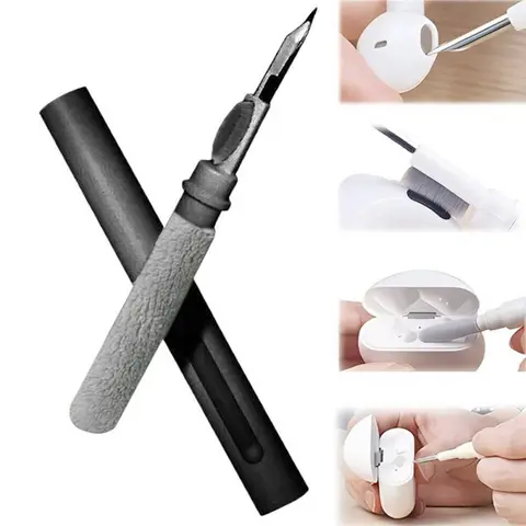 3IN1 휴대용 청소 펜 – 헤드폰, 휴대전화, 태블릿 먼지 제거 도구 (아이폰, 샤오미, 화웨이, 삼성 이어폰 클리너)