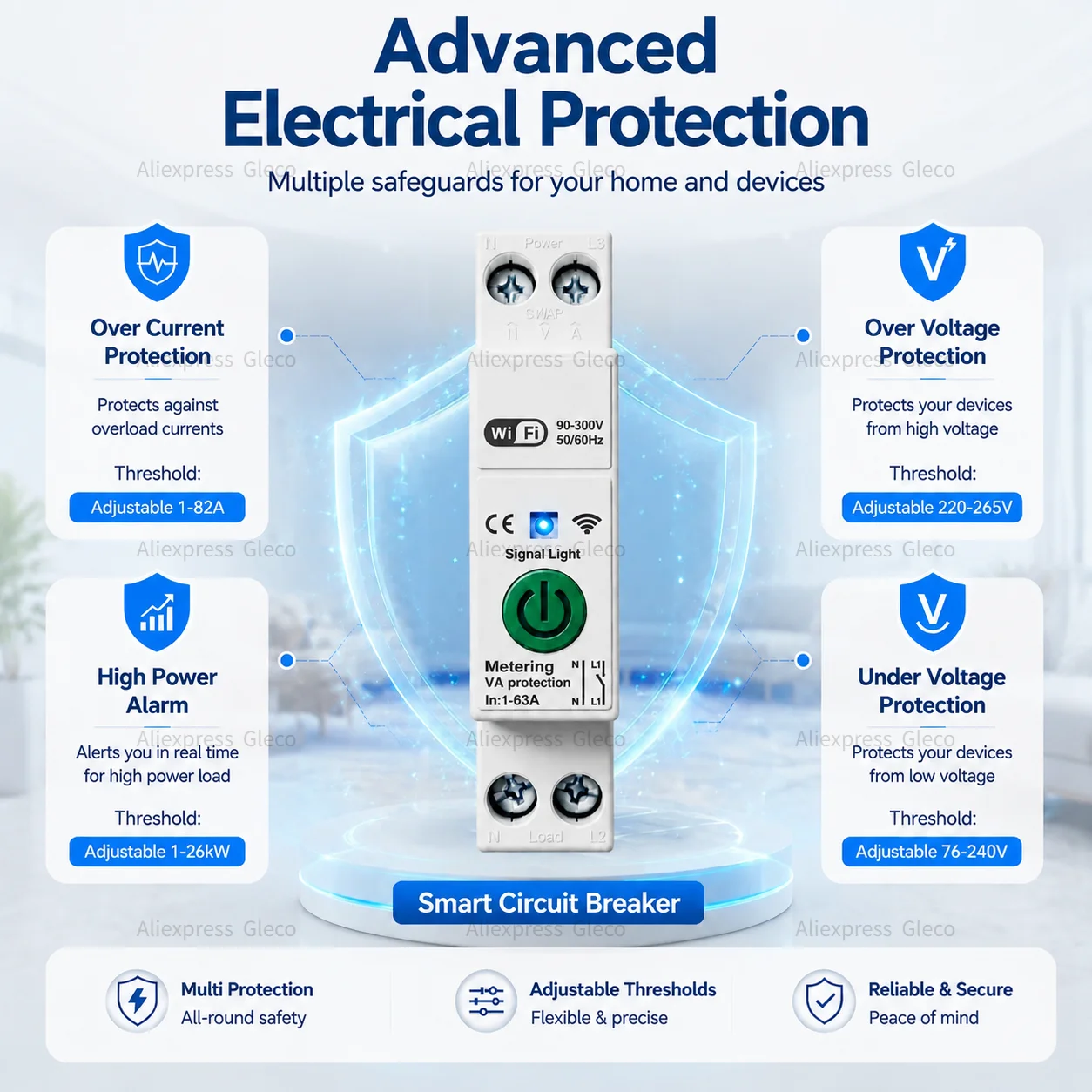 TUYA 63A Smart Circuit Breaker WiFi Zigbee Switch APP Remote Control Timer Energy Monitor Voltage Current Overload Protection image 3