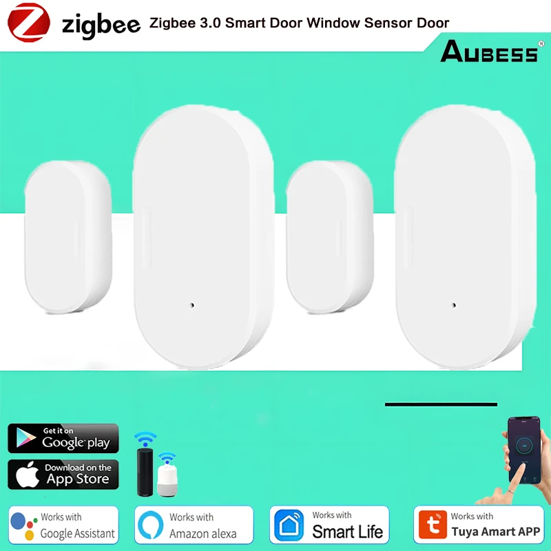 

Tuya Zigbee 3.0 Smart Door Window Sensor Door Open/Closed Detector Security Protection Smart Life APP Control Via Alexa Google