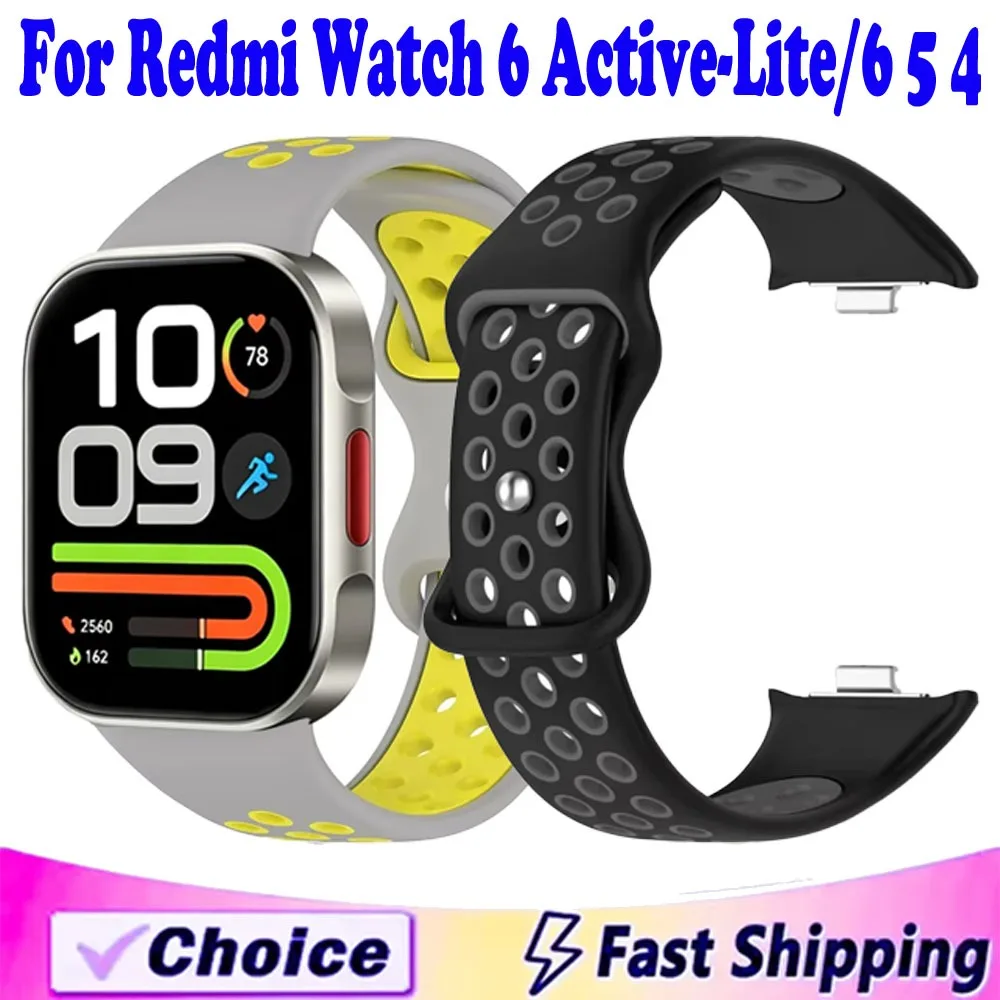 Silicone Strap for Redmi Watch 6 Active-Lite/6 5 4 Two-tone Sports Replaceable Wristband for Xiaomi Mi Band 10-9-8 Pro Watchband