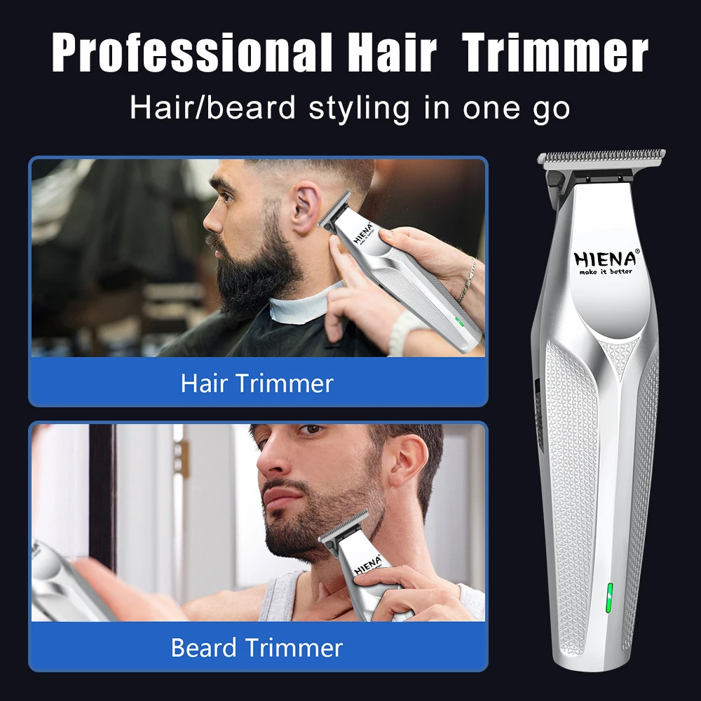 

Hair clipper Silver Professional Haircutter Two-Piece Set Rechargeable High-End Generator Power Cutter Fader Razor Trimmer