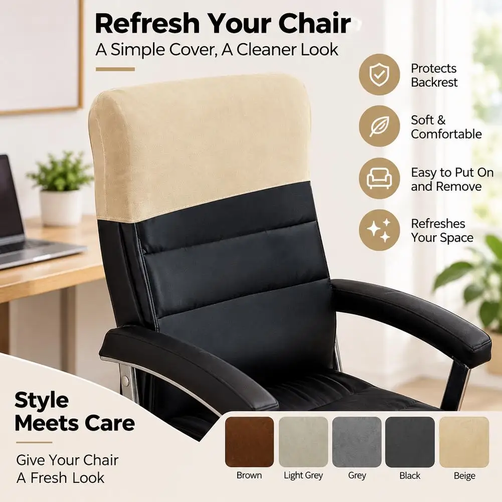 Dustproof Chair Back Cover High Elasticity Velvet Backrest Protector Comfortable Office Computer Chair Headrest Slipcover