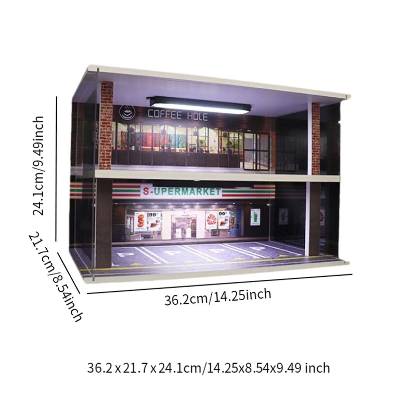 Voertuigmodel Vitrine 1:32 Laag Tafelblad Decor Container Landschap Diorama