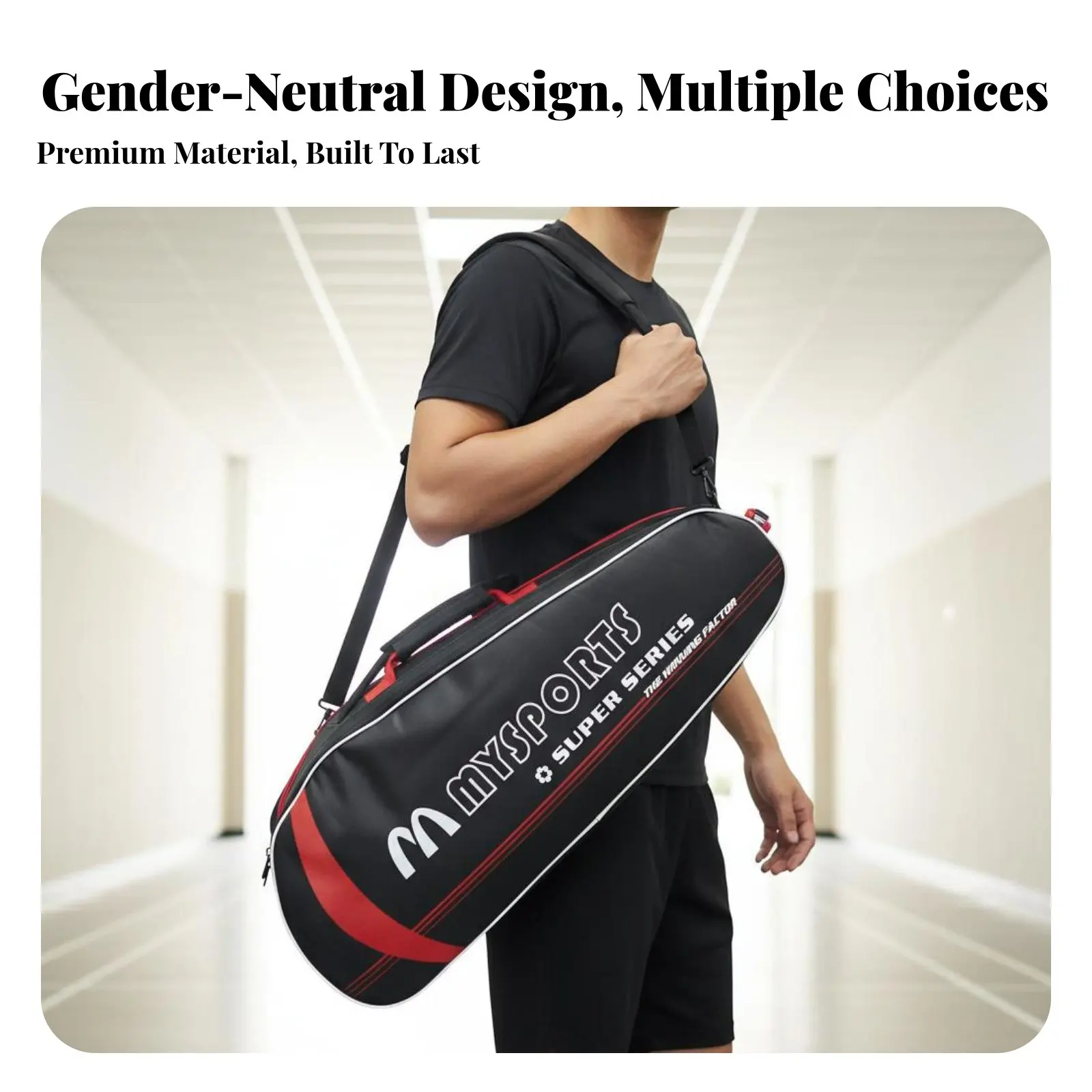 Badminton Racket Bag Large Capacity 3 Racket Athletic Carrier Court Sport Racquet Tote Multiple Carrying Choices Adjustable