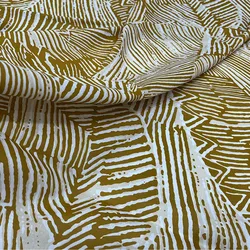 23 New Simple Yellow Line Pattern Printed Cotton and Linen Blended Clothing Handmade Diy Fabric Comfortable Summer Fabric