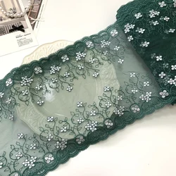 14Yards Two Tones Green Mesh Embroidered Lace Trimmings for Wedding Dress Bra Lingerie Home Textiles DIY