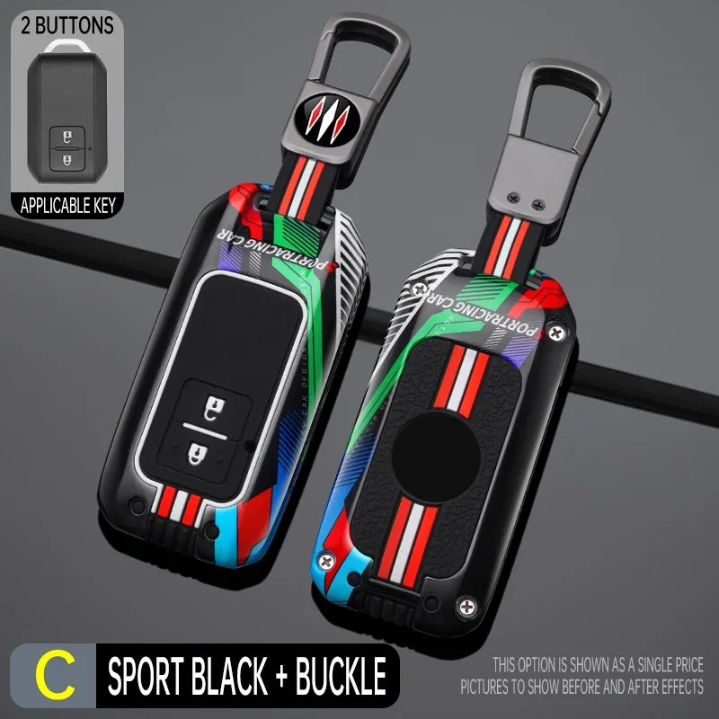Racing Style Metal Car Key case fob cover for Suzuki Swift Wagon R Jimny Sierra Spacia Ertiga Keychain Accessories