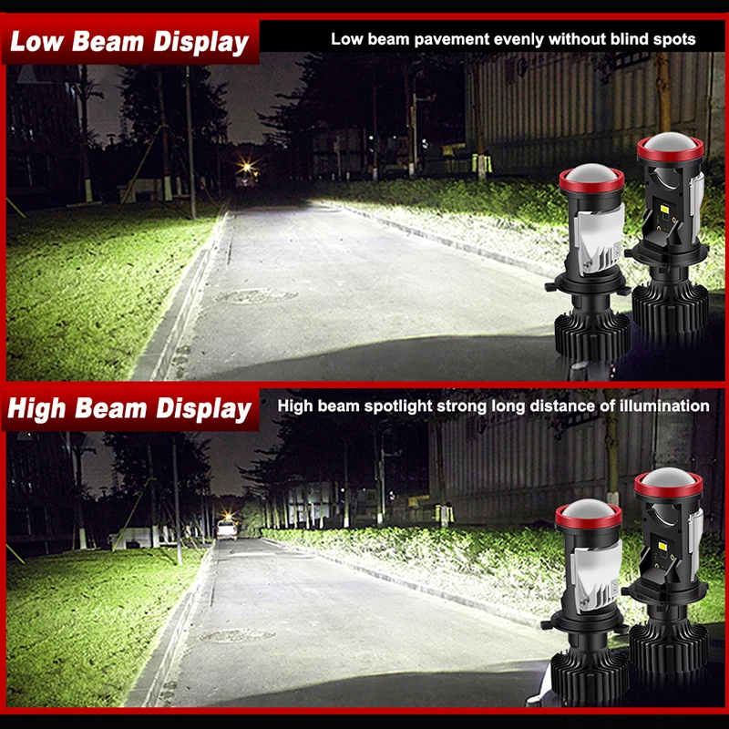 H4 LED RHD Right Hand Drive H4 LED Projector Mini Car Headlight Bulbs Hi/Low Beam Auto 90W H4 LED Turbo Lamps For Motorcycle 12V - view 4