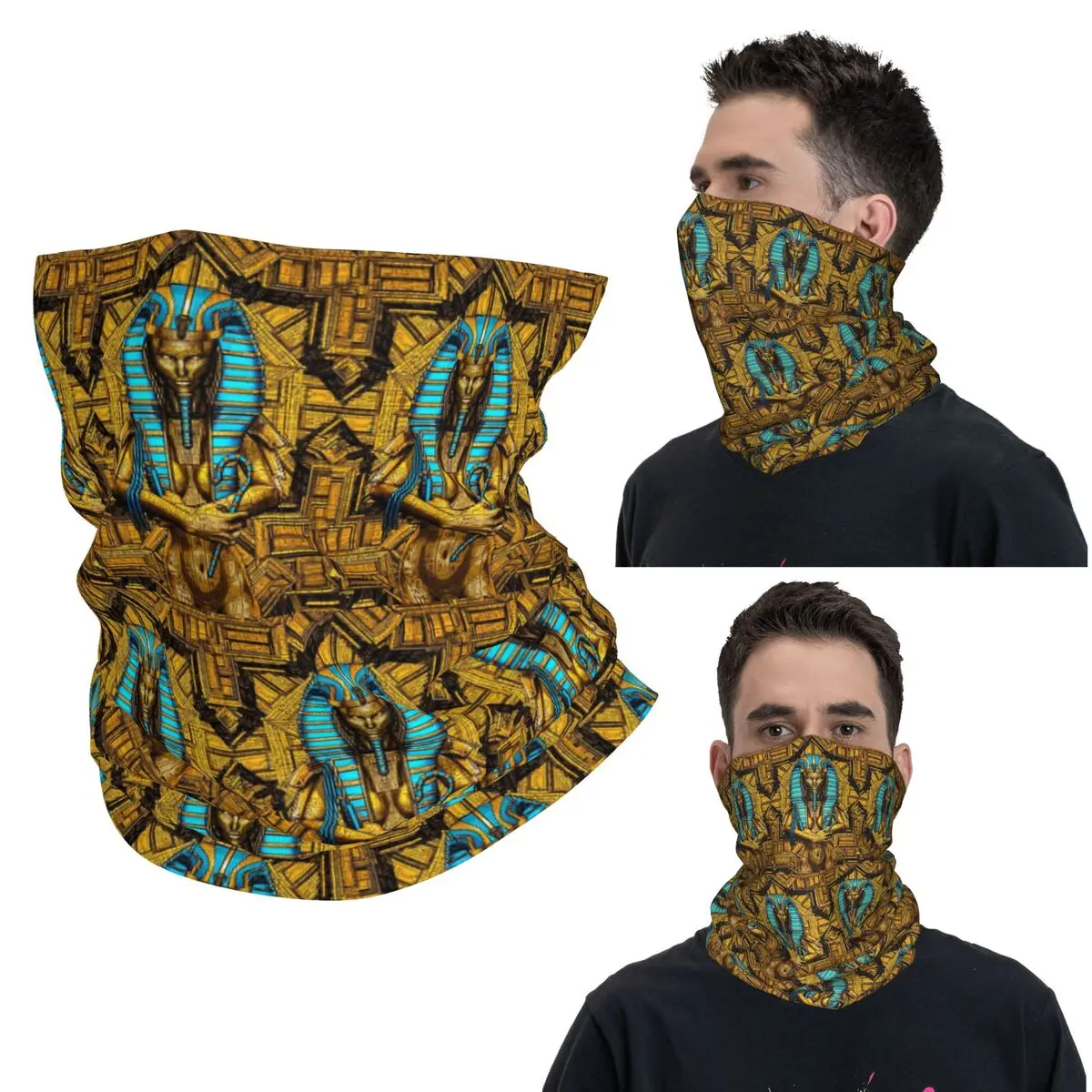 

Египетский фараон с золотой короной, иллюстрация, бандана, гетры на шею, волшебный шарф с принтом, многофункциональный велосипедный шарф для верховой езды