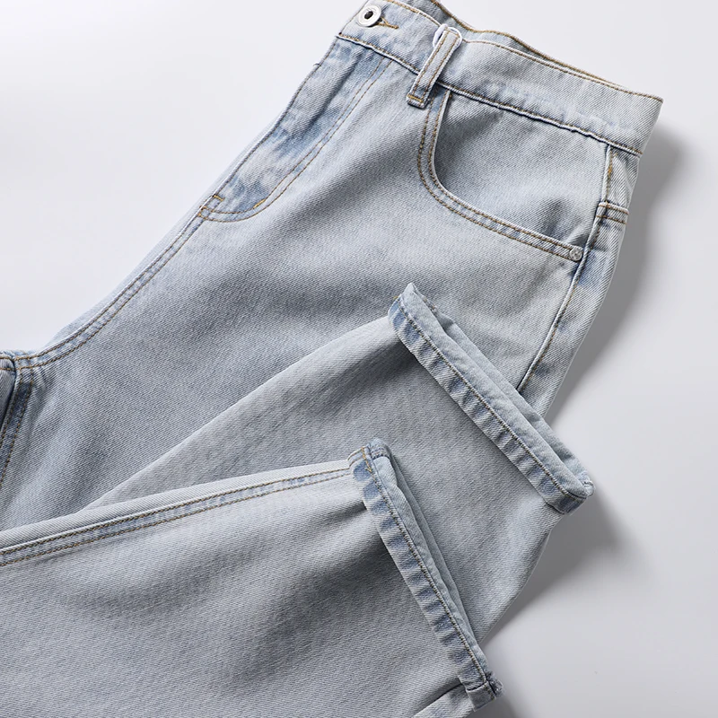 

Men's Dad Style Loose Fit Cone Shaped Jeans mid Waist Zipper Closure Casual Trendy Youth Spring Autumn Washed White Light Blue
