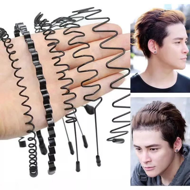 6pcs Fashion Metal Hair Band for Men Women Unisex Black Wavy Hair Head Hoop Band Sports Headband Hairband Hair Accessories Gift - Image 3