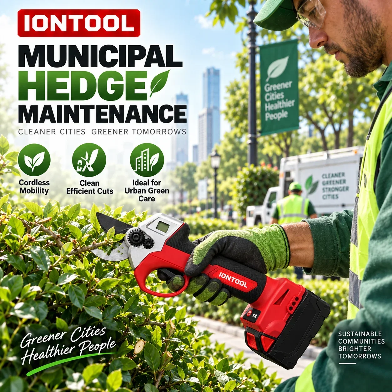 IONTOOL Cordless Electric Pruning Shears 30mm for Fruit Tree Branch Cutting and Garden Bonsai Trimming Tool Only