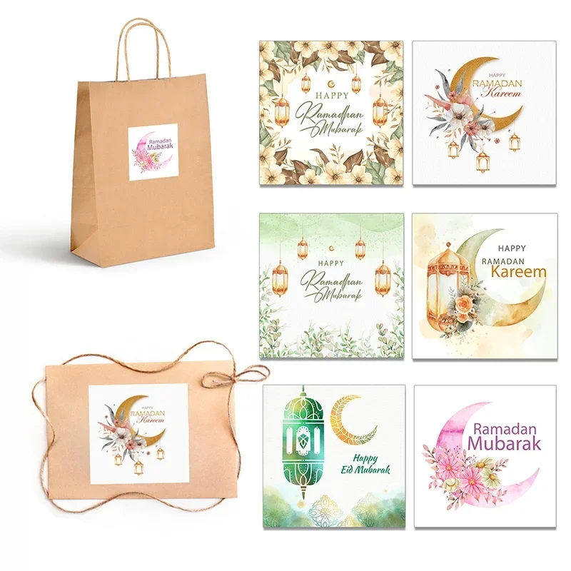 Ramadan Kareem Mubarak Stickers Labels Blessed Ramadan Eid Mubarak Muslim Eid al-Fitr Festival Holidays Greeting Card Decor