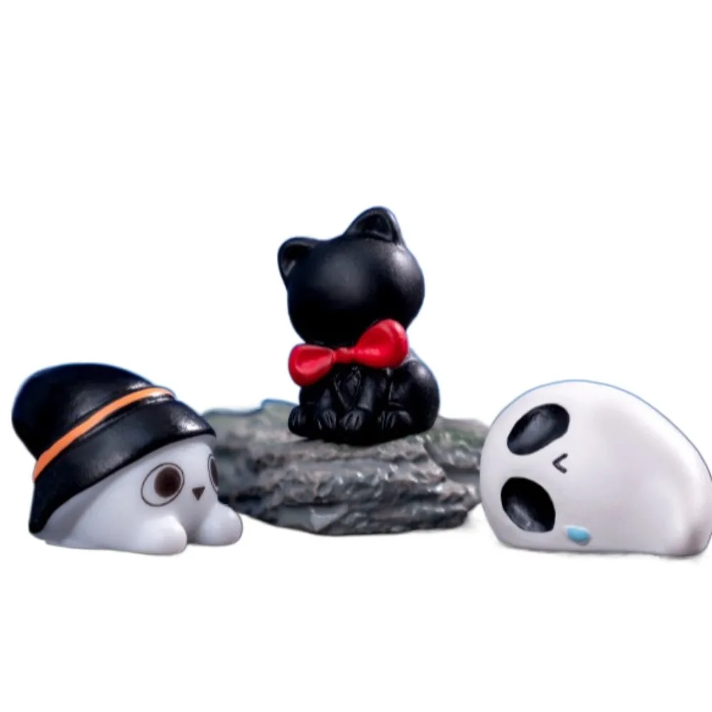 Ghost Mini ฟักทองตุ๊กตาเรซิ่นค้างคาวสีดําแมว Hallowmas บ้านตุ๊กตาอุปกรณ์เสริมฉากขนาดเล็กต้นไม้ฮาโลวีน Ghost Miniatures