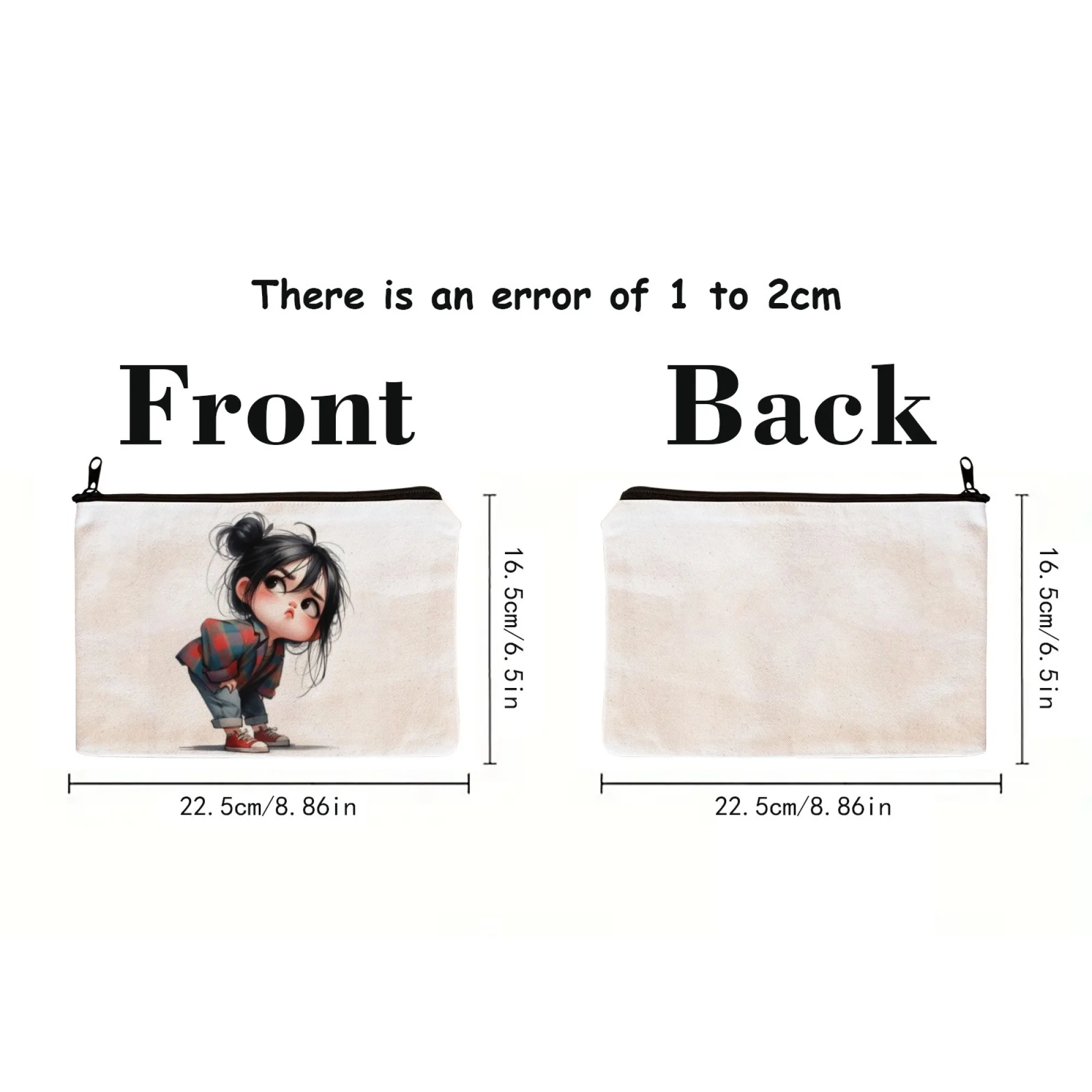 Picture 4: Girl in checked shirt Durable Zippered Makeup Bag for Travel Cosmetic Pouch with Pockets Women Toiletry Organizer Christmas