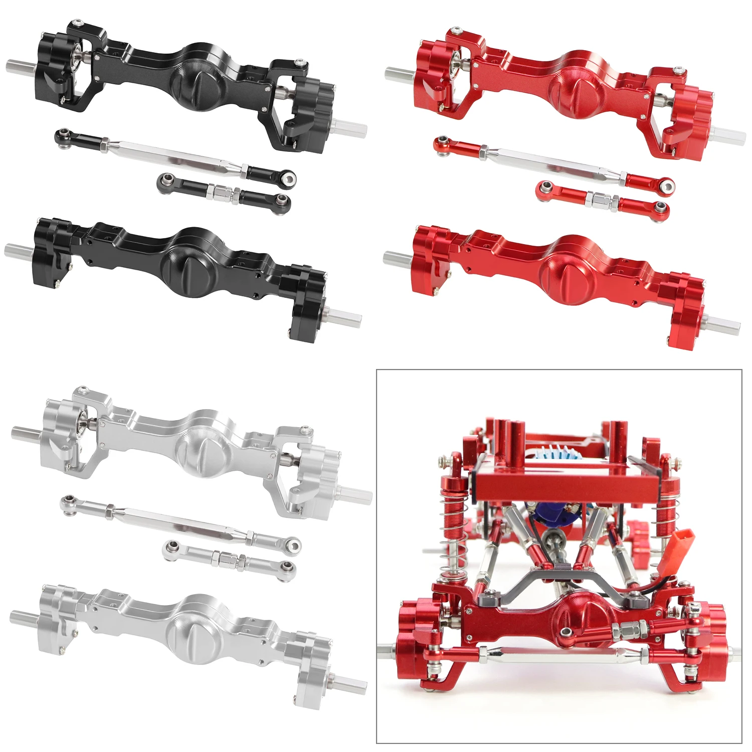 WPL CNC Aluminum Front Rear Portal Axle Set Complete Axles For RC Car 1/16 WPL C14 C24 B14 B24 B16 B36 C64 C64-1