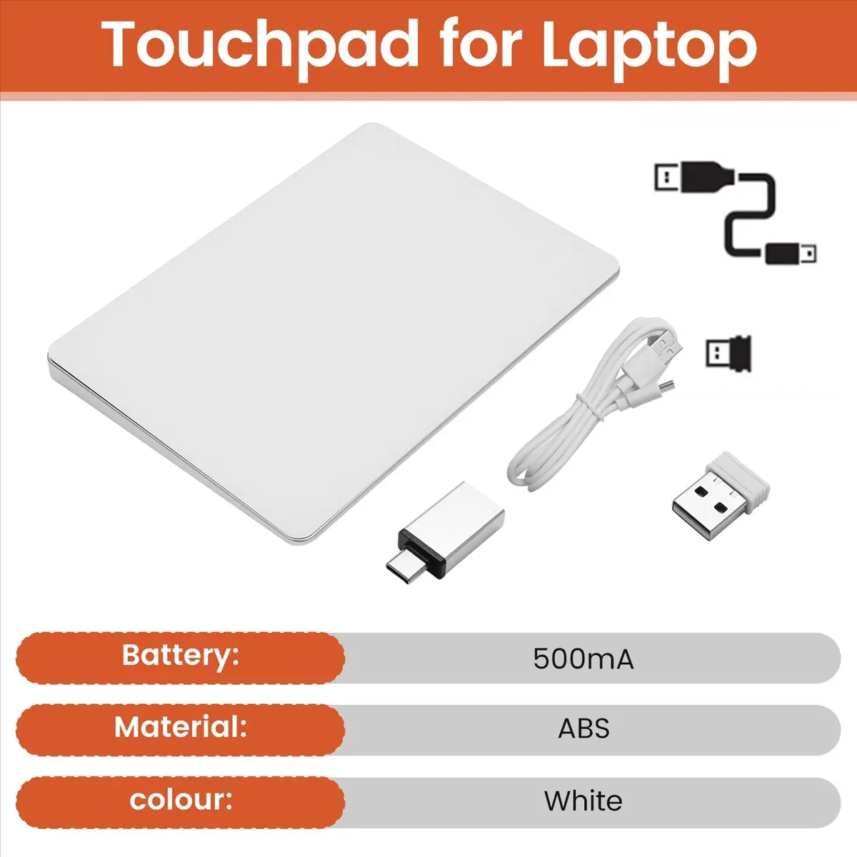 A46U Bluetooth Touchpad Multi-Function Gestures Trackpad Rechargeable Wireless Touchpad for Laptop IOS , White