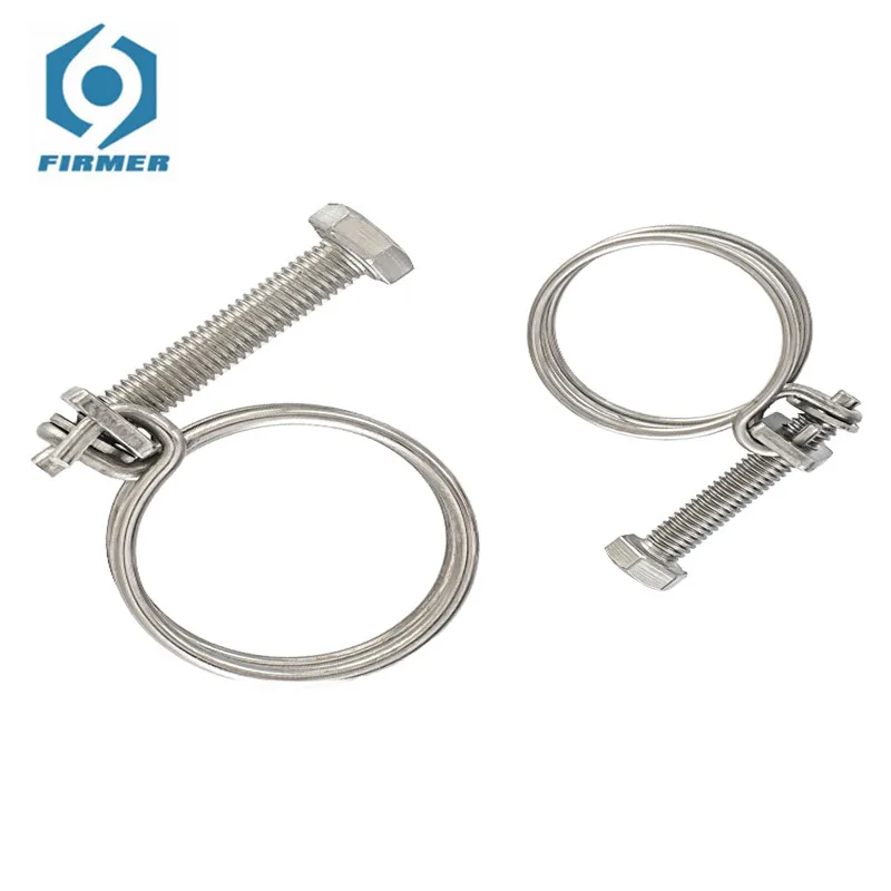 50 Pcs 201 Stainless Steel Double Wire Throat Hoop Strong Rubber Water Pipe Clamp Hoop Clamp 100 Pieces Firmly