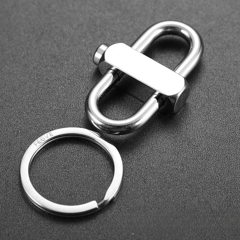Stainless Steel Luban Buckle Keychain for Men, Minimalist Waist Hanging Car Key Chain Creative Metal Key Holder Pendant