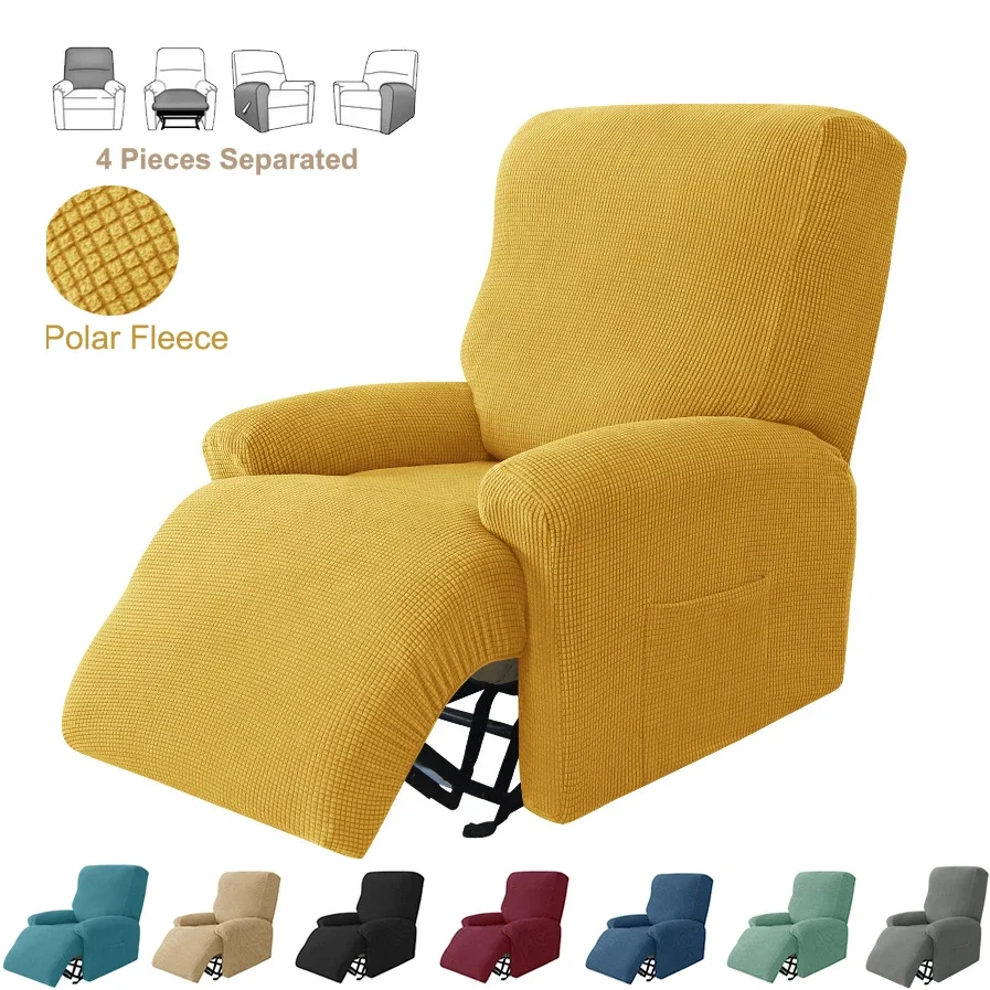 

4pcs/set Split Recliner Sofa Cover Polar Fleece Armchair Covers Home All-inclusive Single Seat Relax Sofa Slipcovers