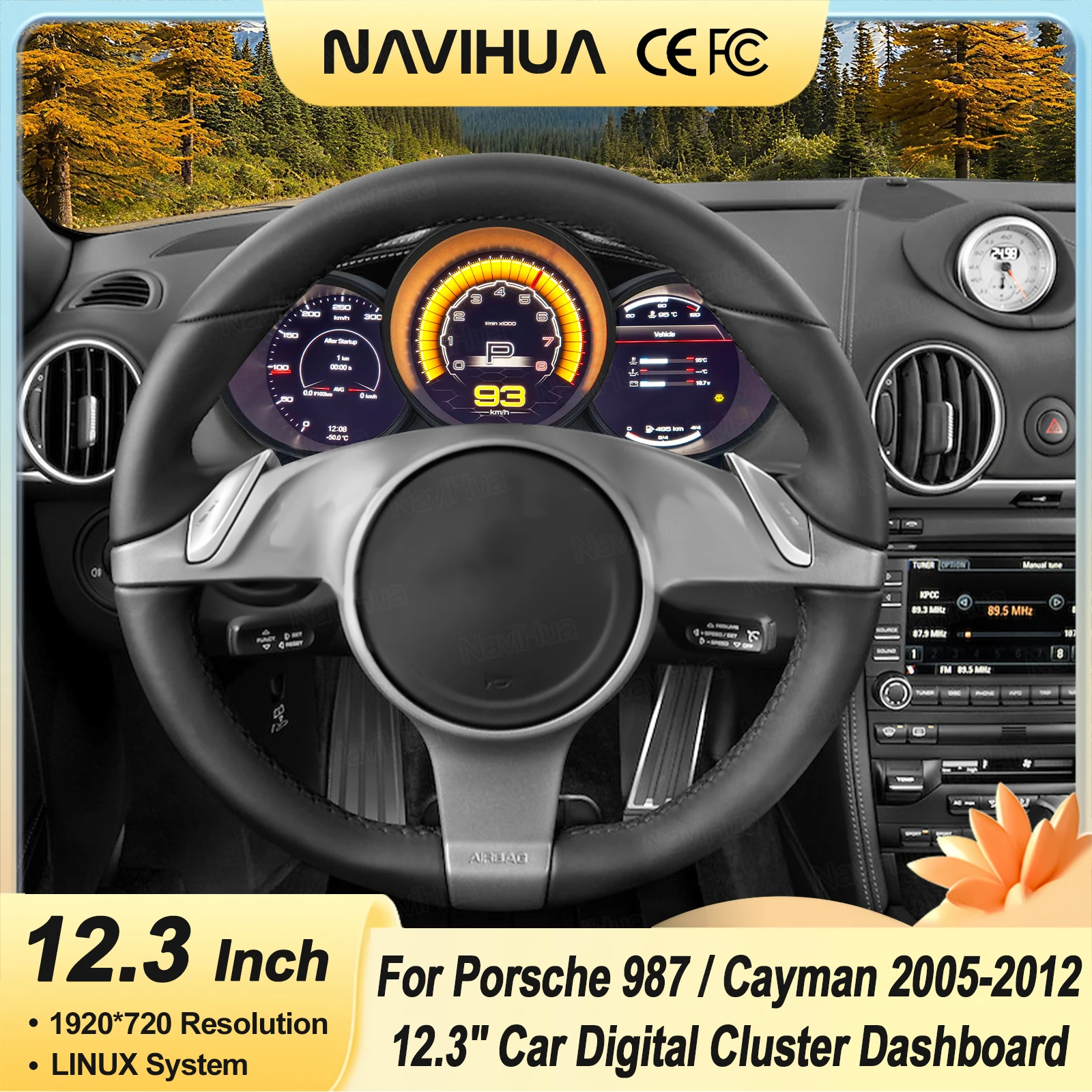 

Новый обновленный ЖК-дисплей, автомобильный цифровой кластер для Porsche 987/Cayman 2005-2012, приборная панель, измеритель скорости, HD экран