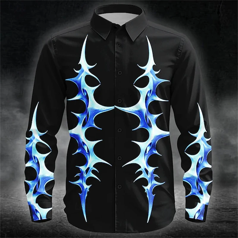 

Autumn New Men's Cool Exquisite Textured Printed Shirt Fashionable 3D Printed Shirt Men's Casual Long-sleeve Street Shirt