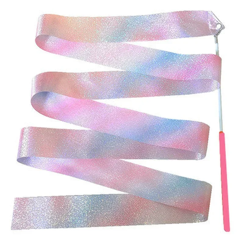 2M/4M Rhythmic Gymnastics Equipment Ballet Streamer Dance Ribbon Rhythmic Twiling Rod Rainbow Stick Training Flashing Star