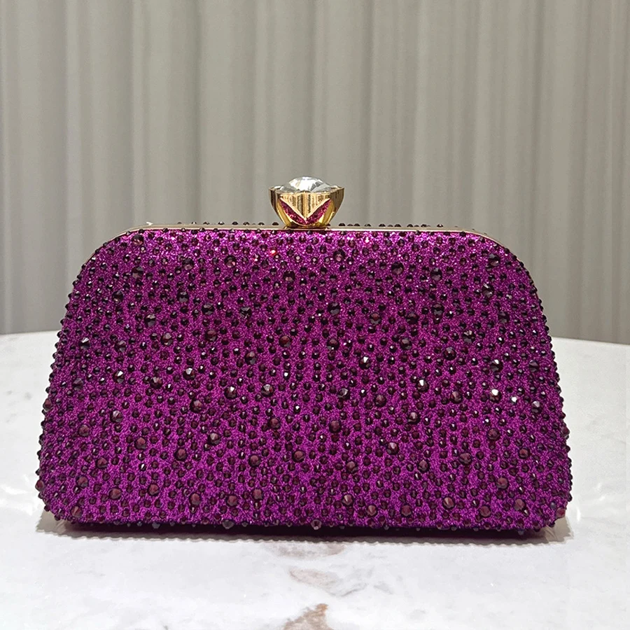 

Женская сумочка с камнями, квадратная вечерняя сумка, элегантная, для торжественных мероприятий, стильная женская сумка, фиолетовый клатч, сумка через плечо на цепочке