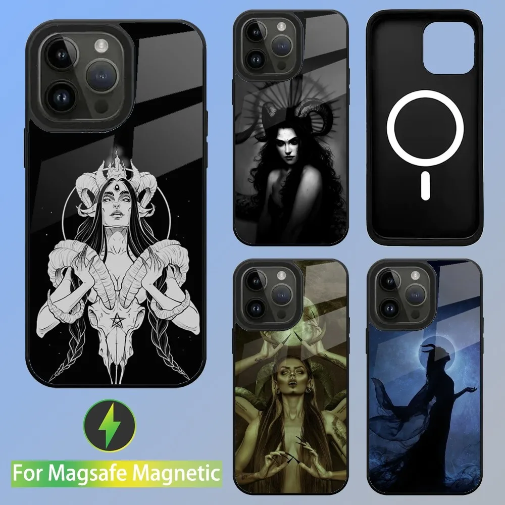 Чехол для телефона Gothic Witch Satan для iPhone 15,14,13,12,11, Plus, Pro, Max Mini Magsafe с магнитной беспроводной зарядкой