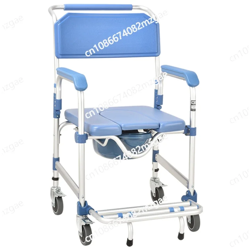 New Style Aluminium Elderly Bathing Chair Shower Toilet Commode Chair with Wheels