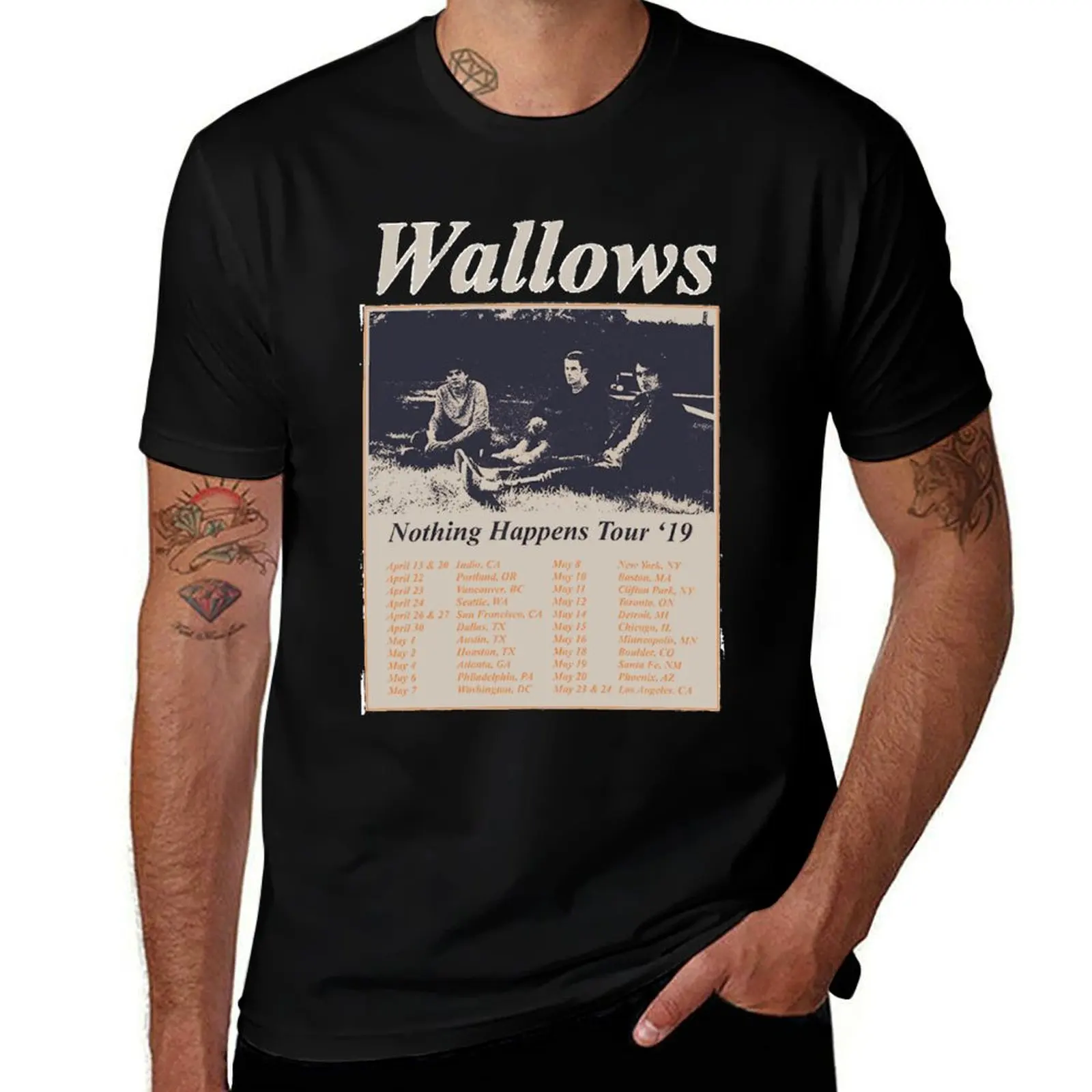 Wallows m erch Nothing Happens North American Spring 2019 Essential T-Shirt anime stuff anime plus sizes tee shirts for men