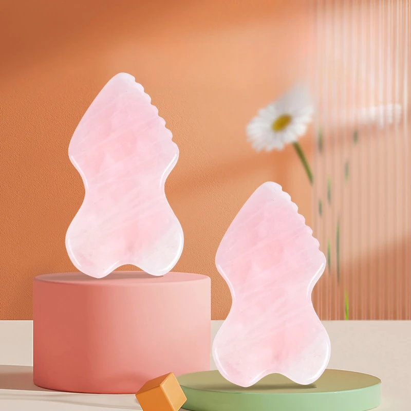 Mini Facial Natural Jade Scraping Board Pink Crystal Massage Roller Mushroom Muscle Pulling Acupoint Stick Soothing Beauty