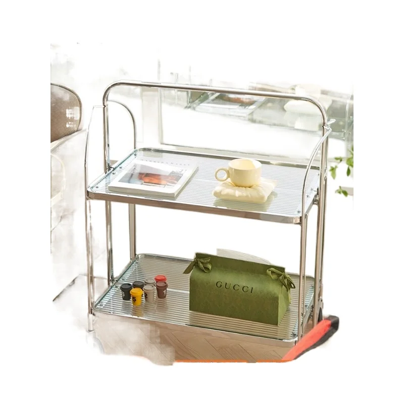 

Lazy space, living room, movable side table, sofa, antique folding cart, glass, small unit, light luxury Nordic coffee table