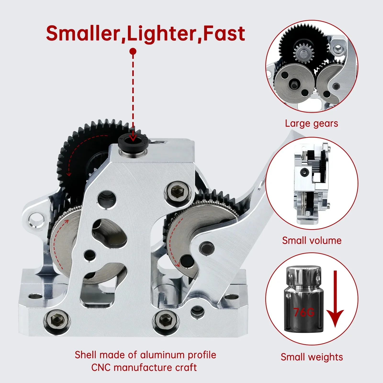 LS-3D Printer Parts HGX-LITE-Extruder Gear All Metal Hardened Steel Reduction Gear Extruder For CR-10/10S/Ender-3/3 V2 Series