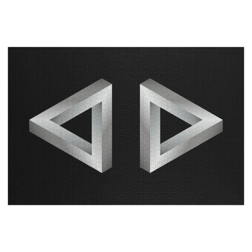 The Impossible Penrose Triangle Optical Illusion Original Art ( Black White ) Jigsaw Puzzle Game Children Puzzle