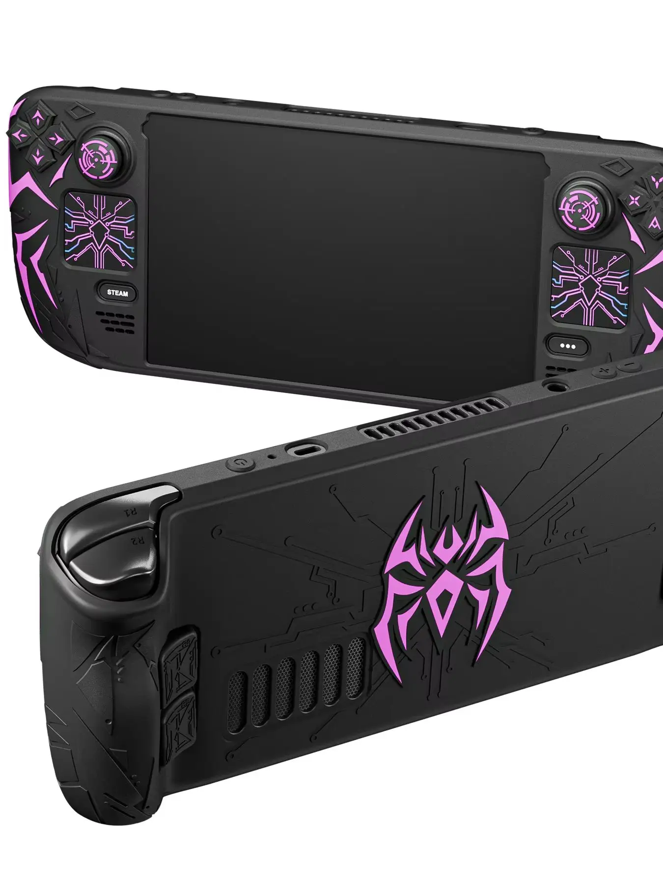 Silikonowe etui PlayVital Cyber Spider do Steam Deck OLED/LCD, antypoślizgowa osłona z ulepszonymi przyciskami z tyłu, ochronna nakładka. — zdjęcie produktu 7