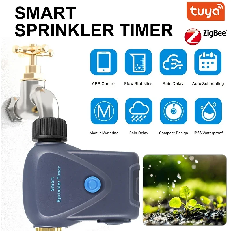 

TUYA Smart ZIGBEE Garden Watering Timer Smart Sprinkler Drip Irrigation System Built-in Water Flow Recorder Water Controller APP