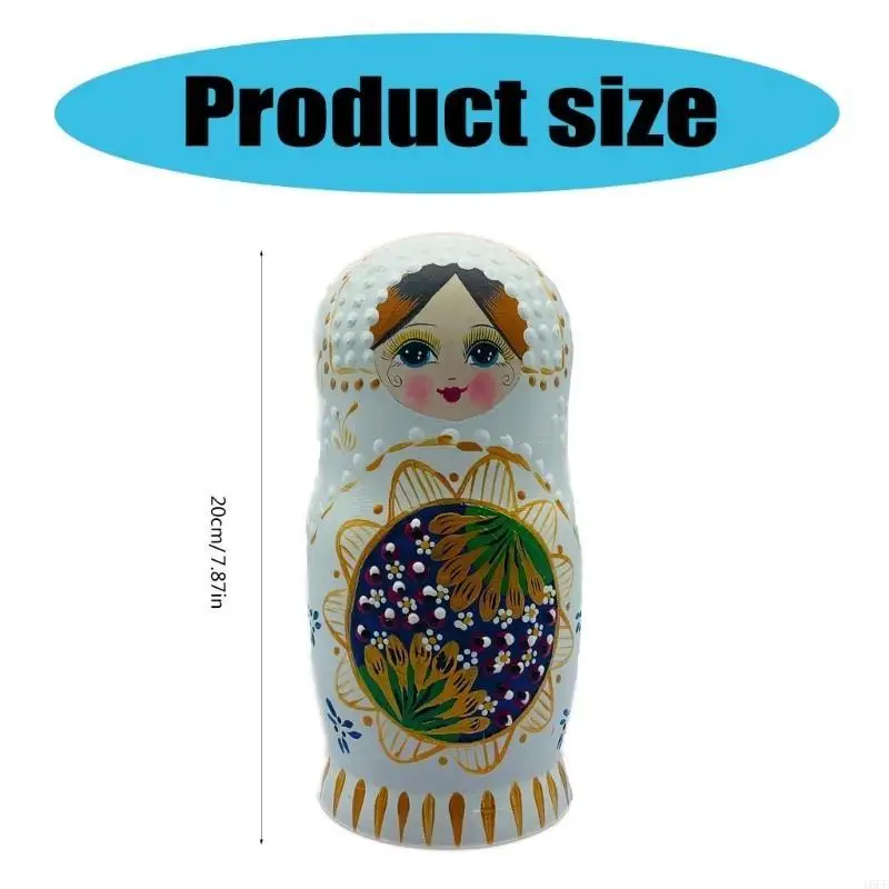 

16FE Novelty Russian Set of 7 Hand Painted Matryoshka for Art Lovers Decorative Russian Nesting Figures