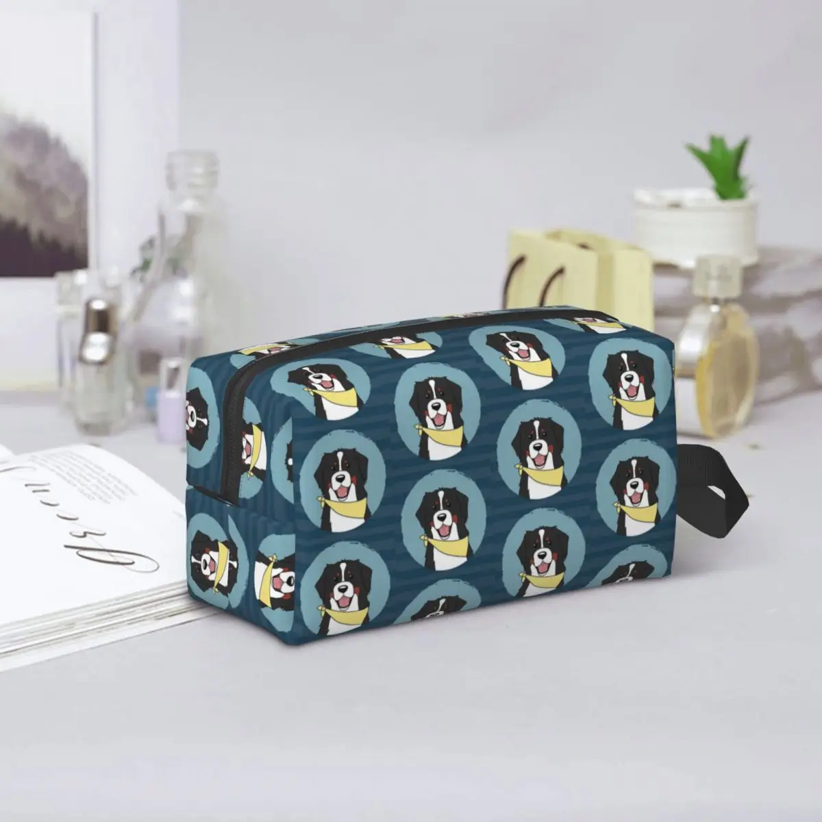 Bolsas de cosméticos para mujer con diseño de perro de montaña bernés, bolsa organizadora de maquillaje de viaje, almacenamiento de artículos de tocador, caja de Kit Dopp, estuche para lápices