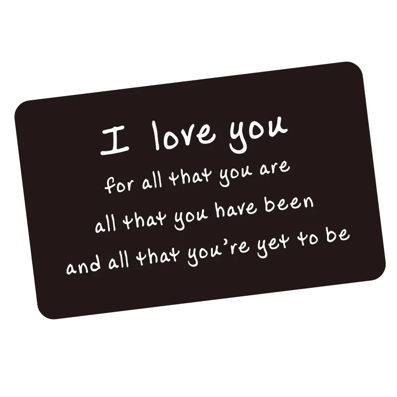 Te amo tarjeta de billetera de Metal postal de grabado creativo pareja tarjeta de felicitación de vacaciones contenido personalizable