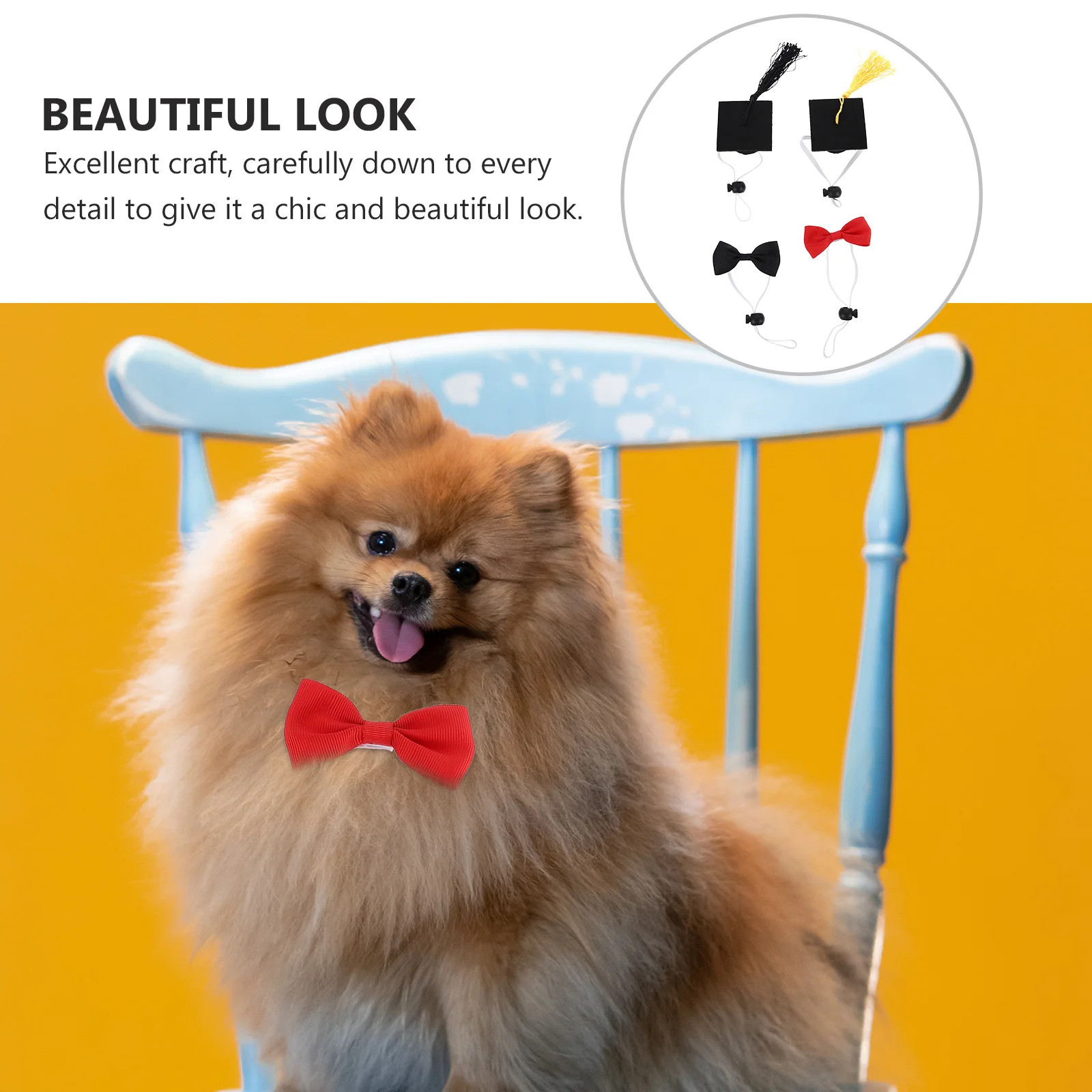 

4Pcs Pet Cap Dog Graduation Hat Puppy Cat Graduate Costume Elegant Design Exquisite Details Easy to Wear