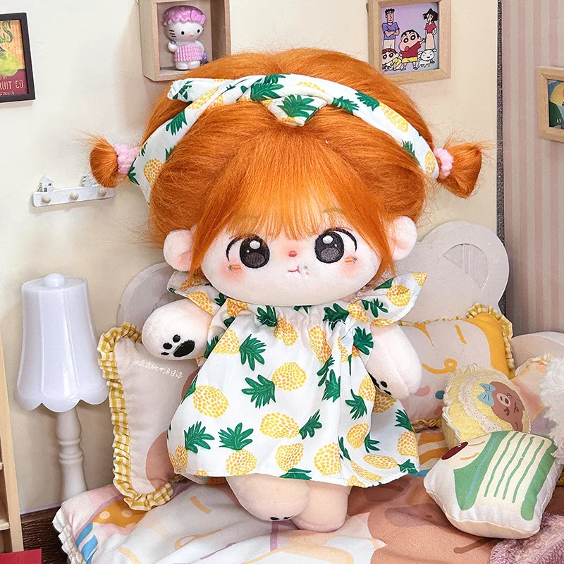 Doll Clothes For 20cm Idol Dolls Accessories Fit Plush Stuffed Cotton Doll Pineapple Dress Skirt Outfit For Korea Super Star Toy