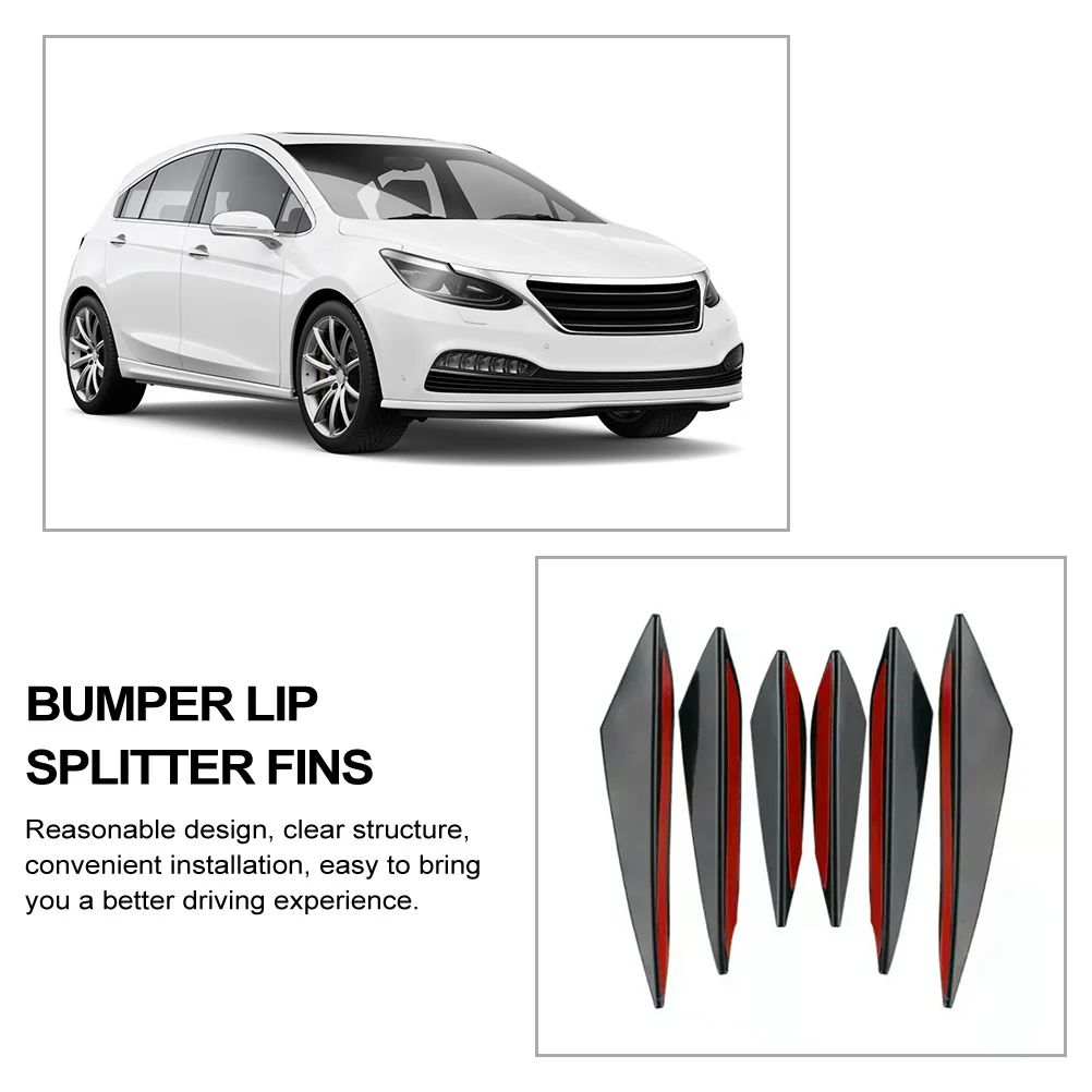 

6pcs Lip Protector Front Bumper Diffuser Fins Spoiler For Car Auto Bumper Cover Lightweight Durable Pvc Vehicle Decoration