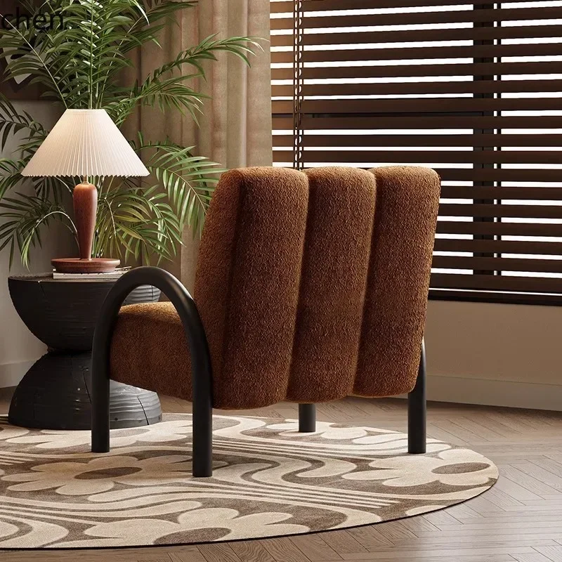 DSA  Single Sofa Retro Living Room Balcony Backrest Chair Solid Wood High Backrest