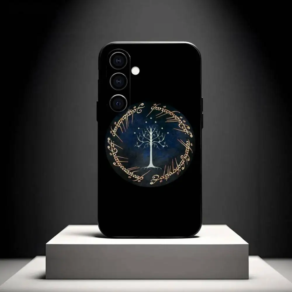 حافظة هاتف بشعار L-Lord of the R-Rings لهاتف سامسونج جالاكسي A73، A72، A71، A70، A53، A52، A51، غلاف أسود ناعم آخر