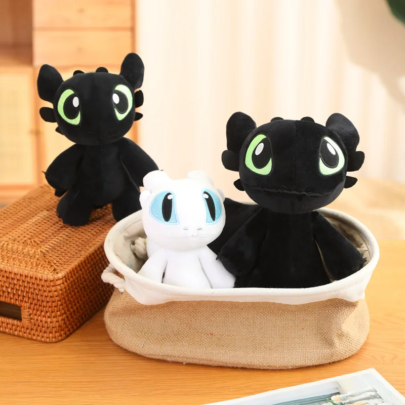 Cute Toothless Plush Toy Anime Plushie Toothless Stuffed White Black Dragon Doll Kids Gift Home Decor Kids Favorite